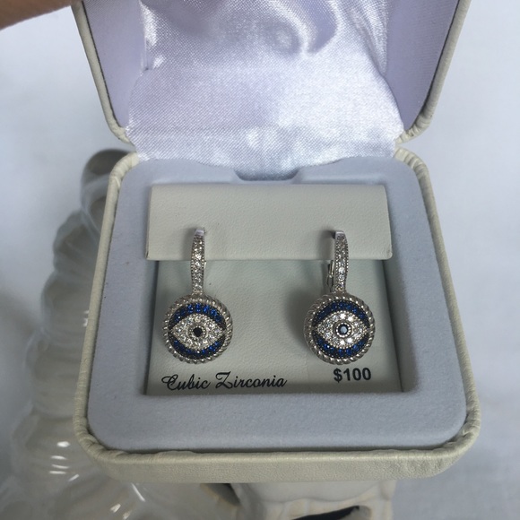 NWT!  Sterling silver evil eye earrings - Picture 4 of 7